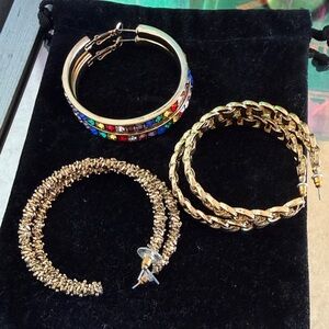 Elegant Gold and Multicolor Hoop Earrings Set